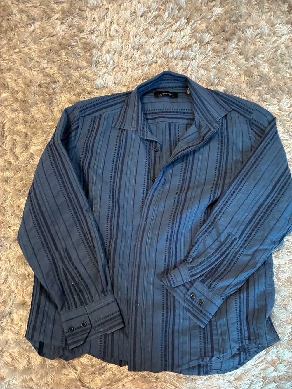 Calvin Klein Blue Striped Long-Sleeve Button-Down Shirt